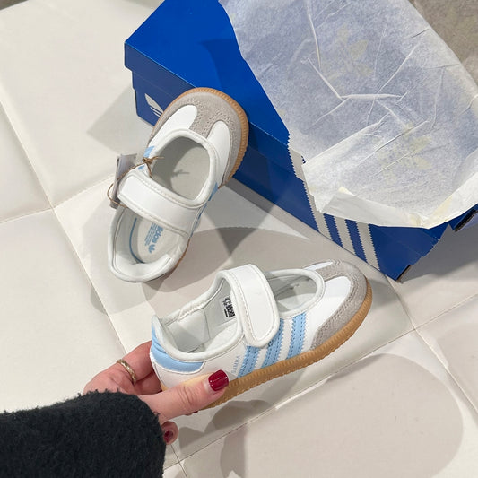 아디다스 토들러 삼바 메리 제인 화이트 블루