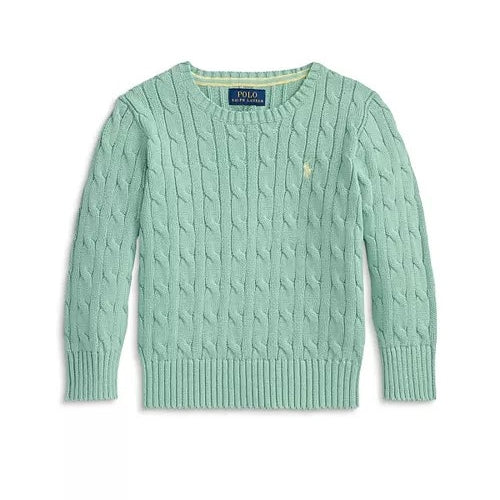 [SALE] 폴로 케이블 니트 코튼 스웨터 더스티 민트