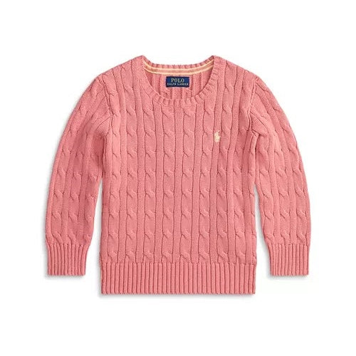 [SALE] 폴로 케이블 니트 코튼 스웨터 데저트 로즈