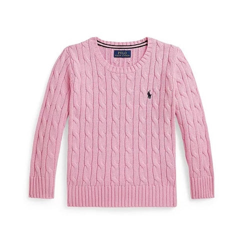 [SALE] 폴로 케이블 니트 코튼 스웨터 카라멜 핑크