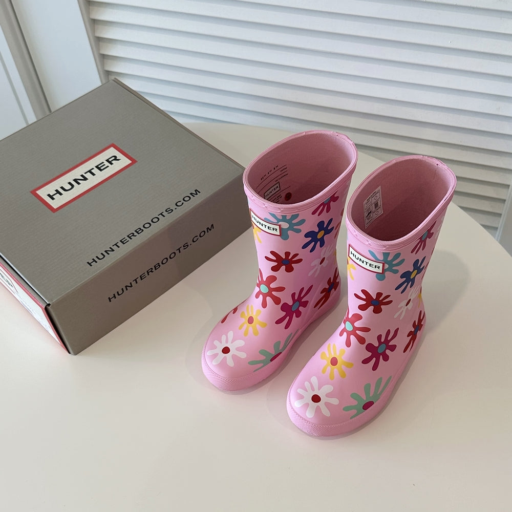 HUNTER 헌터 키즈 퍼스트 레인 부츠 핑크 플로럴 (130-210size)