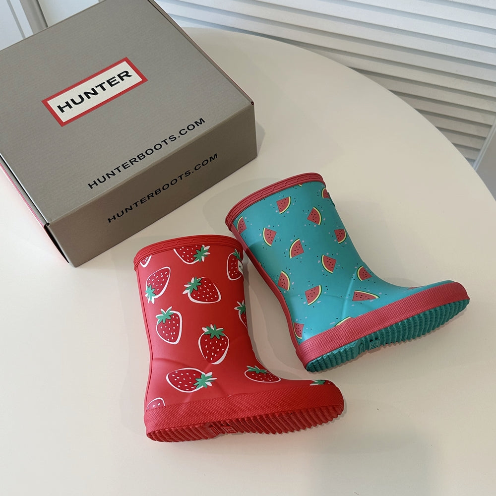 HUNTER 헌터 키즈 퍼스트 레인 부츠 레드 스트로베리 (130-210size)