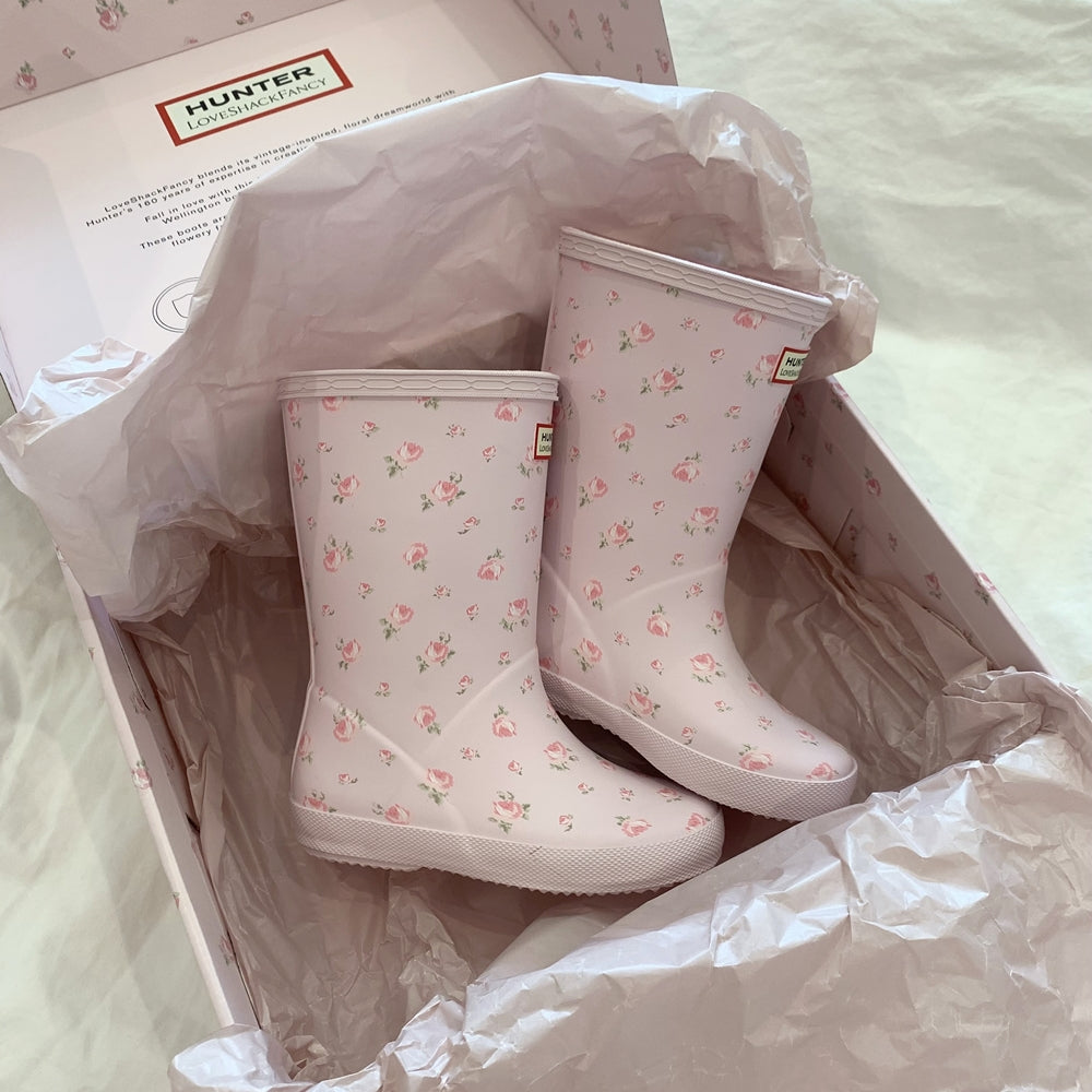 HunterXLoveShackFancy 퍼스트 레인 부츠 핑크 플로럴(120-210size)