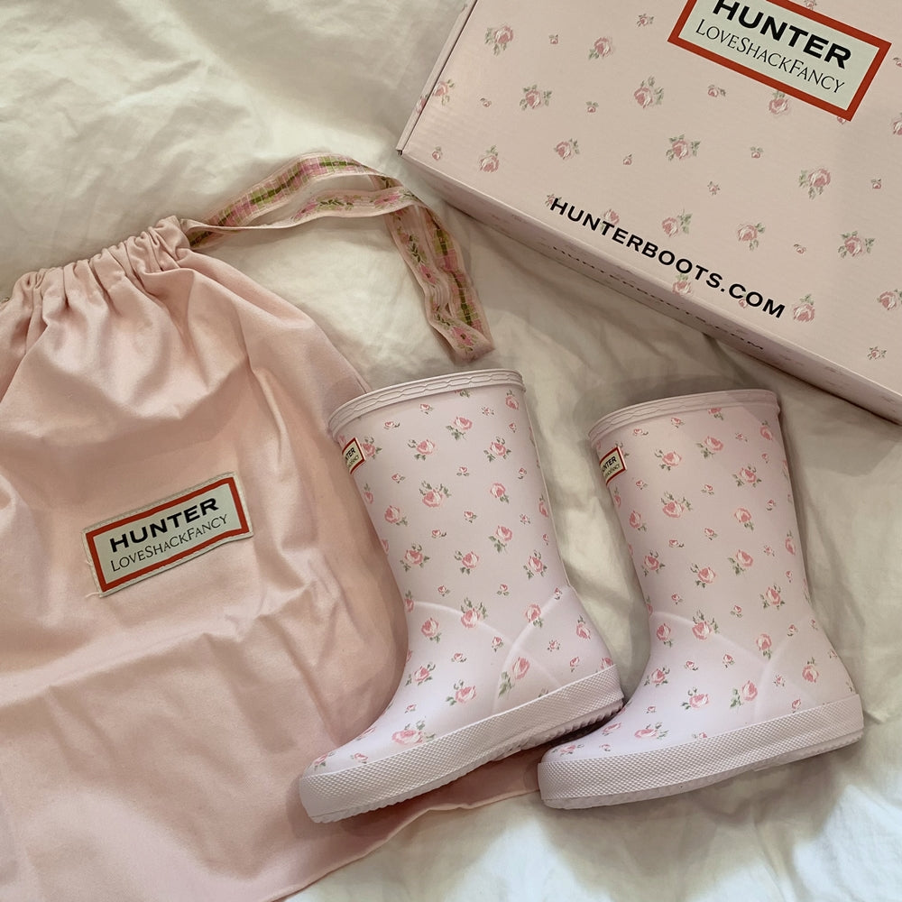 HunterXLoveShackFancy 퍼스트 레인 부츠 핑크 플로럴(120-210size)