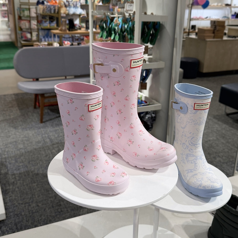 HunterXLoveShackFancy 오리지널 숏 레인 부츠 블루 보우(180-230size)