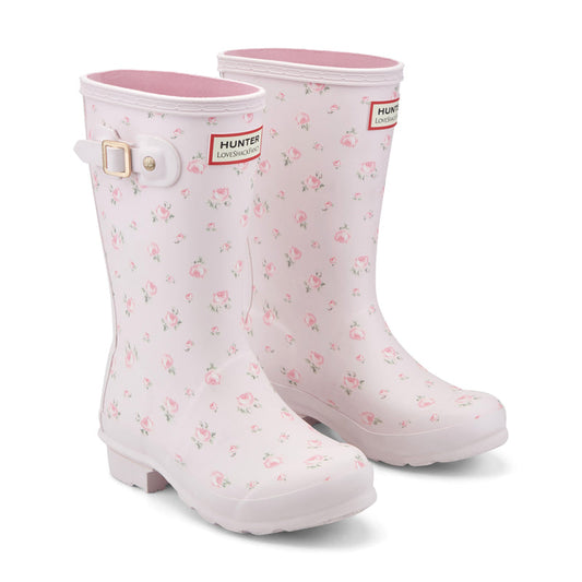 HunterXLoveShackFancy 오리지널 숏 레인 부츠 핑크 플로럴(180-230size)